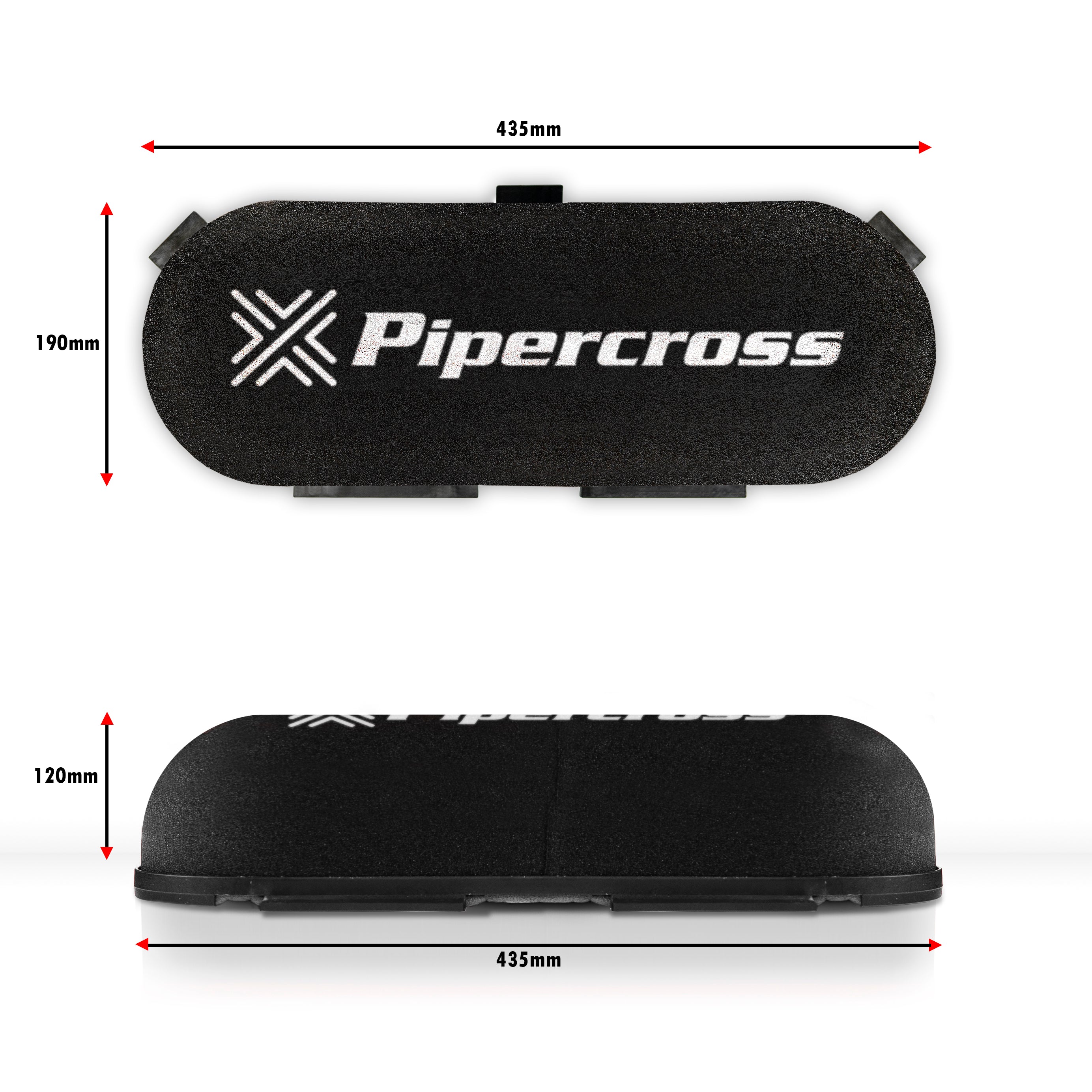 Pipercross Competition Car Air Filter D-Shaped External Height 120mm / Internal 90mm - C603D