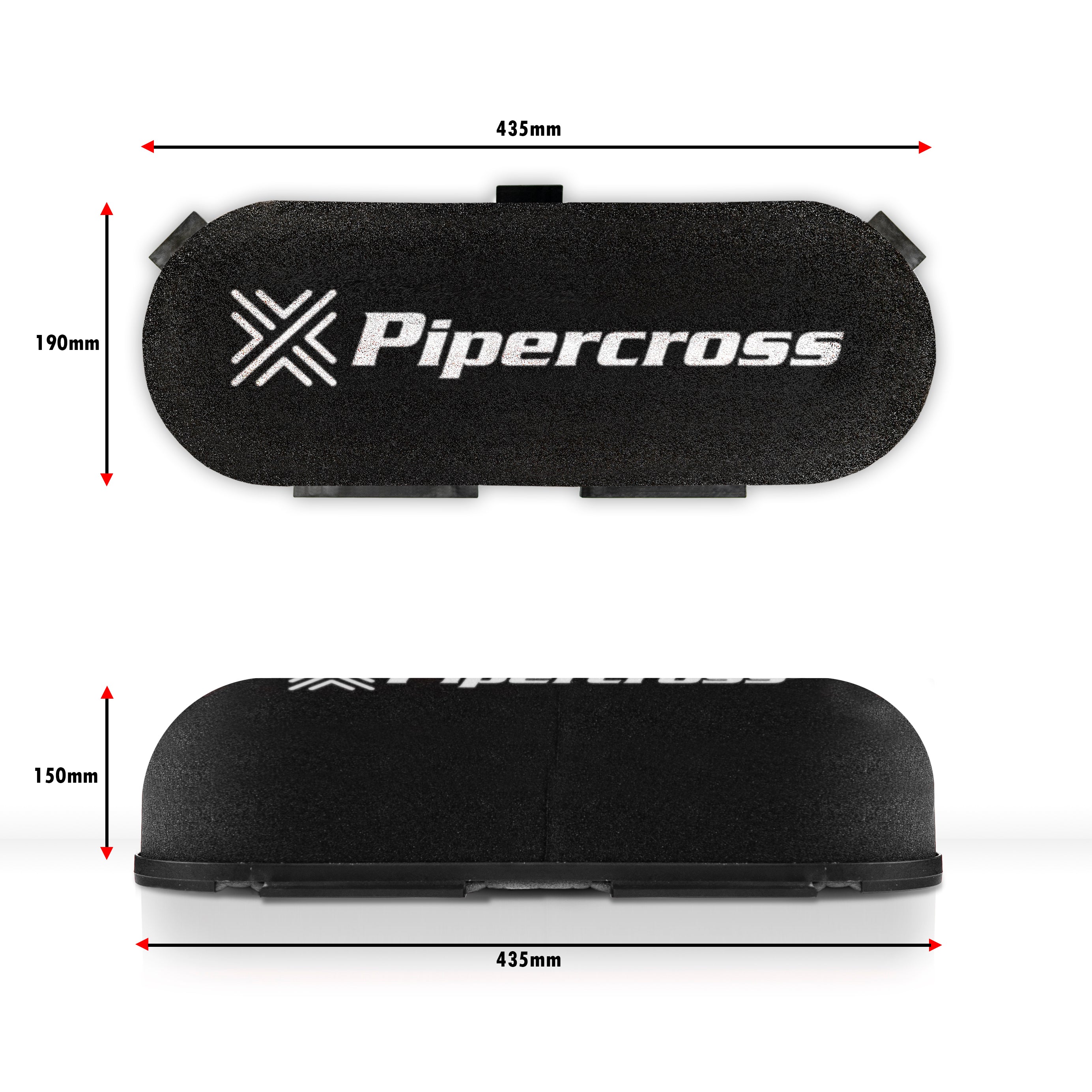 Pipercross Competition Car Air Filter D-Shaped External Height 150mm / Internal 125mm - C604D