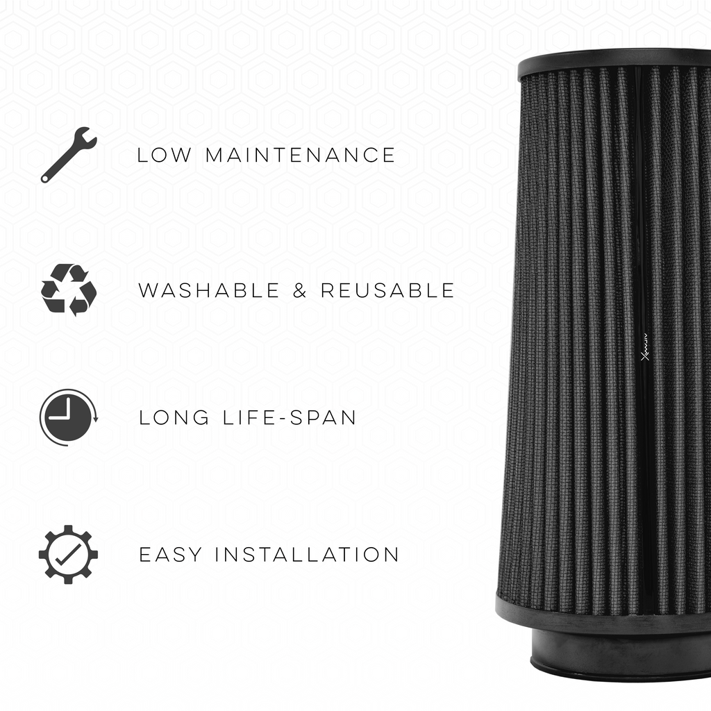 Pipercross AirMax Pleated Rubber Neck Air Filter (3.5" N, 6" B, 6.3" H) - AM003